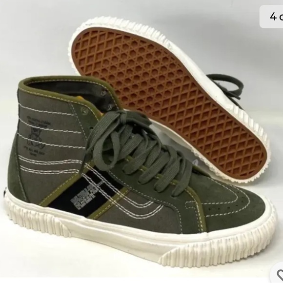 VANS SK8-HI GYM ISSUE World Code Green Canvas Suede Shoes - Picture 3 of 8